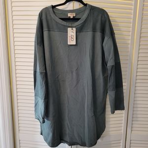 Olive green long sleeve sweater tshirt dress top